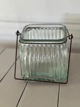 Load image into Gallery viewer, Square Ribbed Jar with Handle - Clear