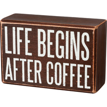 Load image into Gallery viewer, Box Sign & Sock Set - Life Begins After Coffee