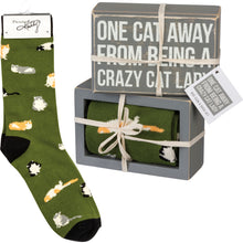 Load image into Gallery viewer, Box Sign & Sock Set - One Cat Away