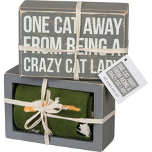 Load image into Gallery viewer, Box Sign & Sock Set - One Cat Away