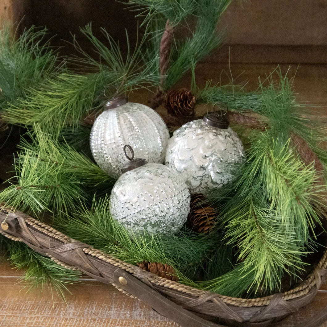 White Mercury Glass Ornaments