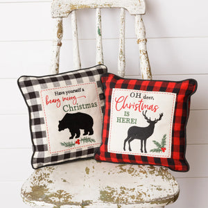 Mini Check Pillows - Deer And Bear