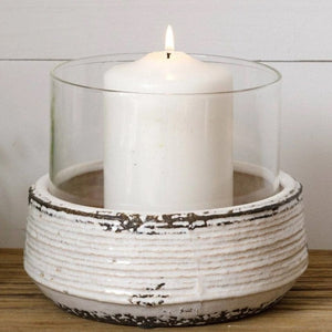 Ceramic Pot Candle Holder with Hurricane Glass