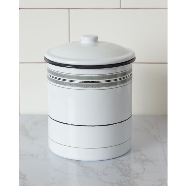 Striped Enamel Canister