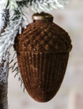 Load image into Gallery viewer, 4" LT BRN/DK BRN FLOCKED ACORN ORN
