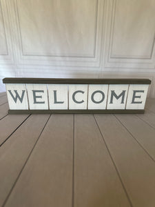 Gray Slat Welcome Sign