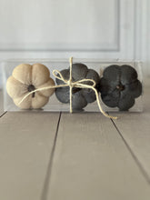 Load image into Gallery viewer, Mini Gray Velvet Pumpkin set of 3
