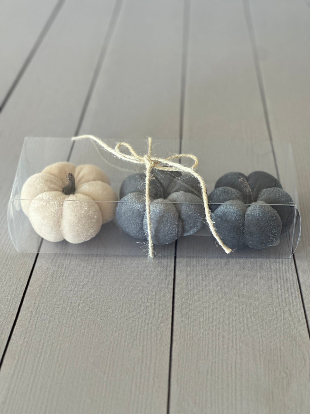 Mini Gray Velvet Pumpkin set of 3