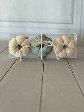 Load image into Gallery viewer, Mini Cream &amp; Gray Velvet Pumpkin set of 3
