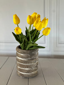 Wood Short Round Vase 4.5" x 6"