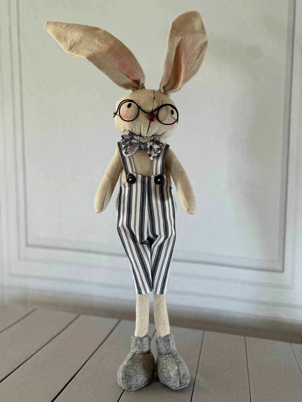 Standing Bunny Striped Overalls