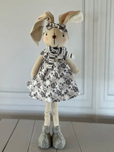 Standing Bunny - Black and White floral dress