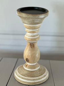 Carved Wood Candle Holder