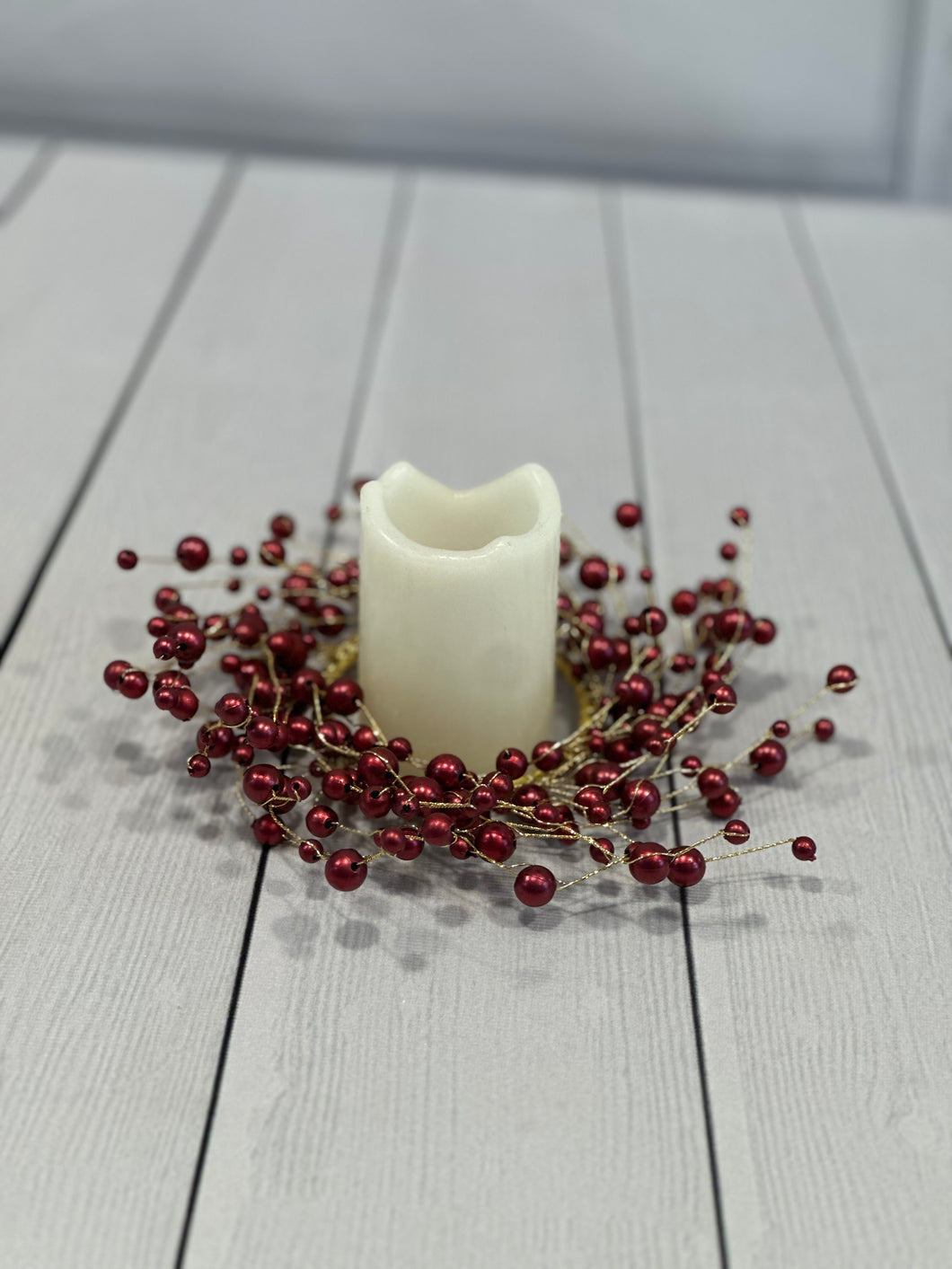 Burgundy Crystal Bead Candle Ring