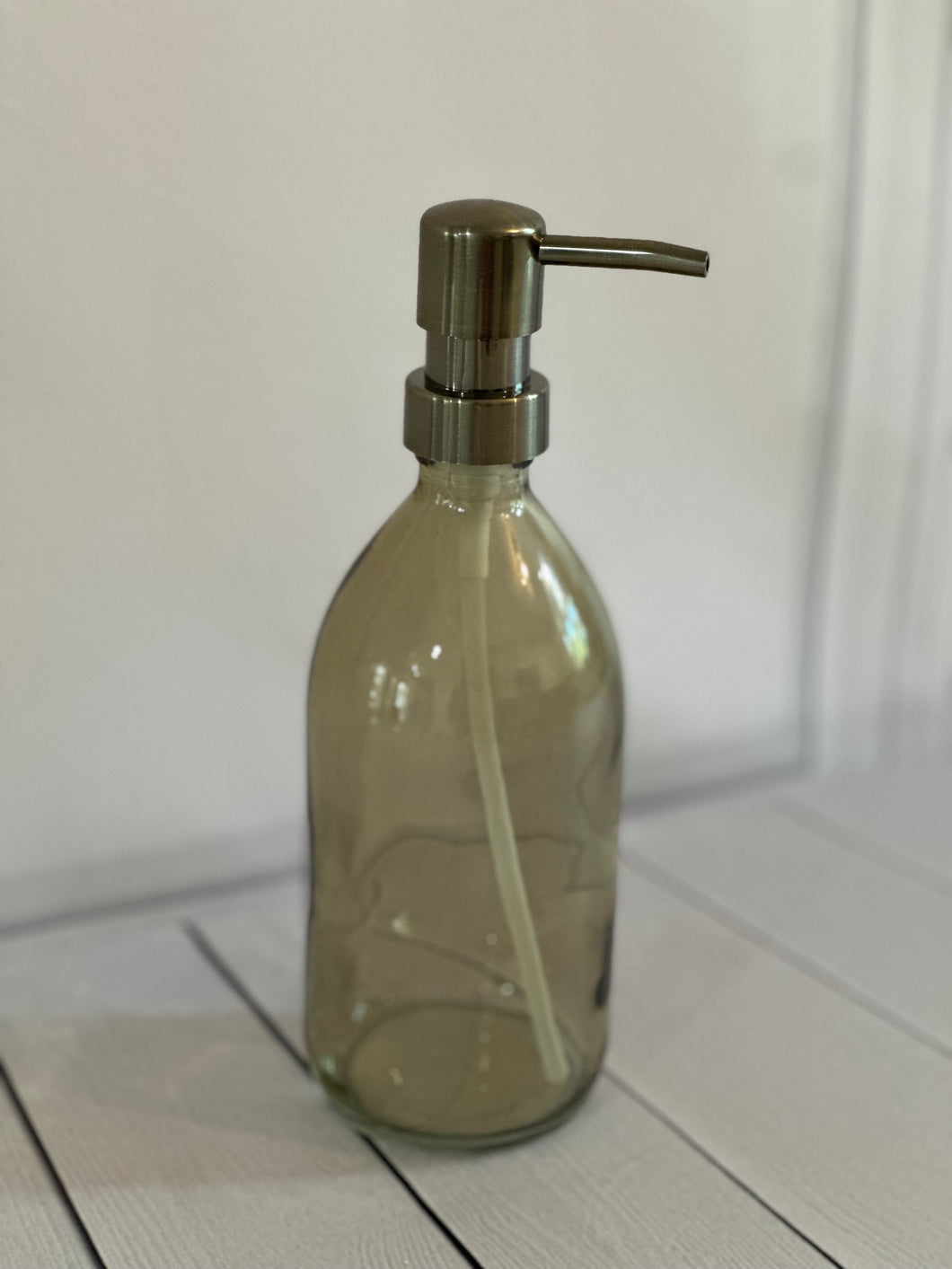 Green Glass Bottle Soap Pump