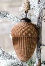 Load image into Gallery viewer, 4" LT BRN/DK BRN FLOCKED ACORN ORN
