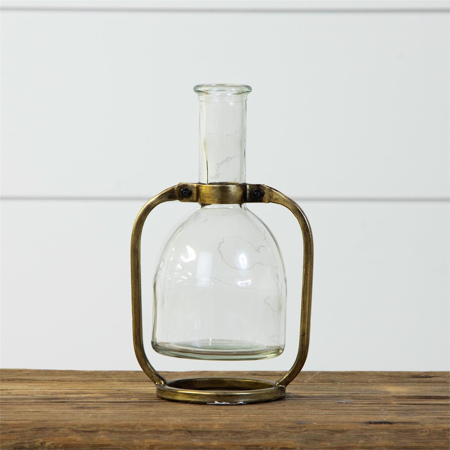 Brass and Glass Bud Vase - Long