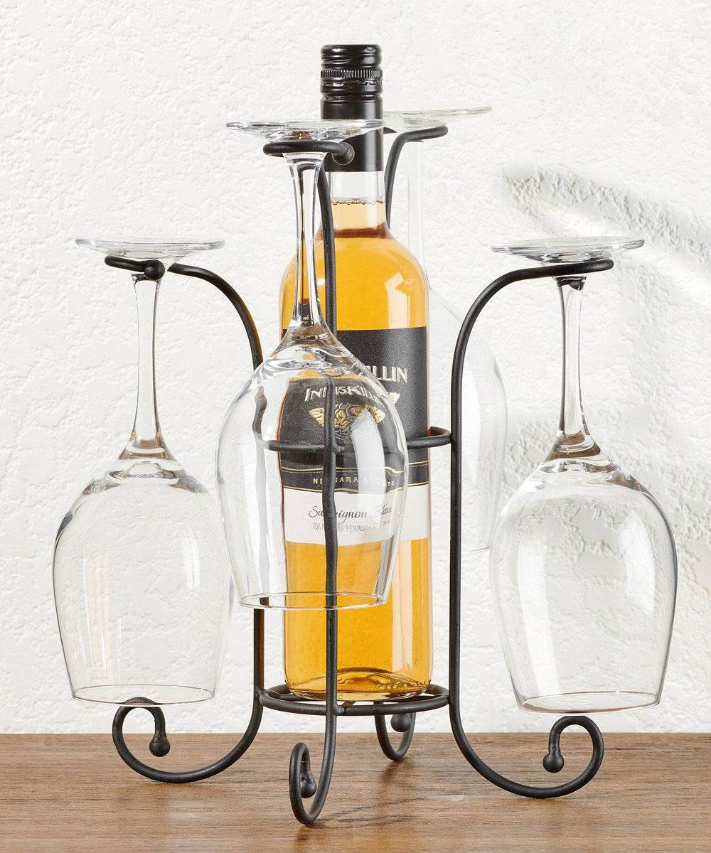 Tabletop Wine Bottle & Glass Holder – Cottage Hill Home