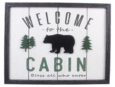 Wood Framed Cabin Wall Sign