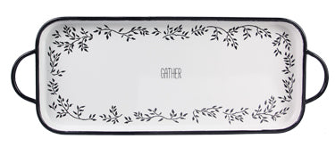 Enamel Black and White Serving Tray