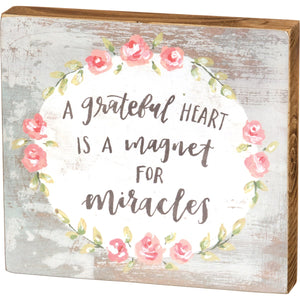 A Grateful Heart Block Sign