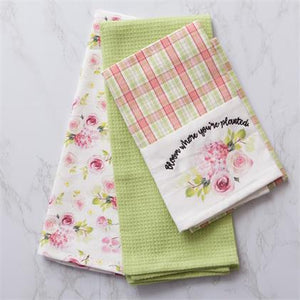 Tickled Pink Tea Towels, Bloom Where You're Planted