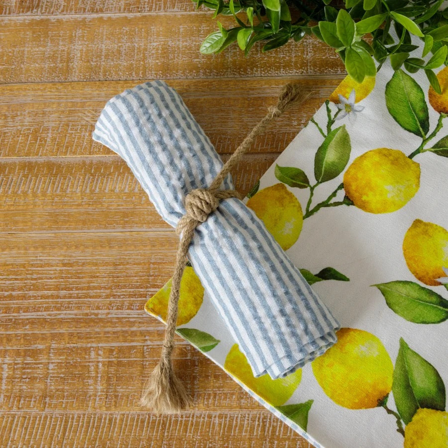 Set of Four Napkins - Blue Seersucker