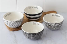 Load image into Gallery viewer, Bowls - Inspirational Words, Black and White
