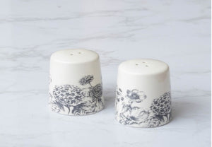 Black and White Botanical Salt and Pepper Shakers