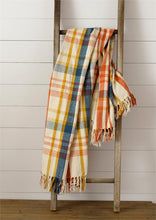 Load image into Gallery viewer, Brushed Cotton Flannel Throw - Navy, Rust, Mustard
