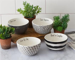 Bowls - Inspirational Words, Black and White