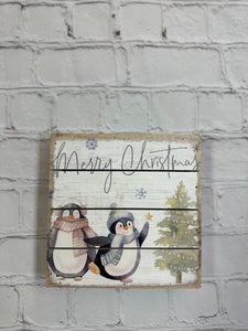 Merry Christmas Penguins Sign