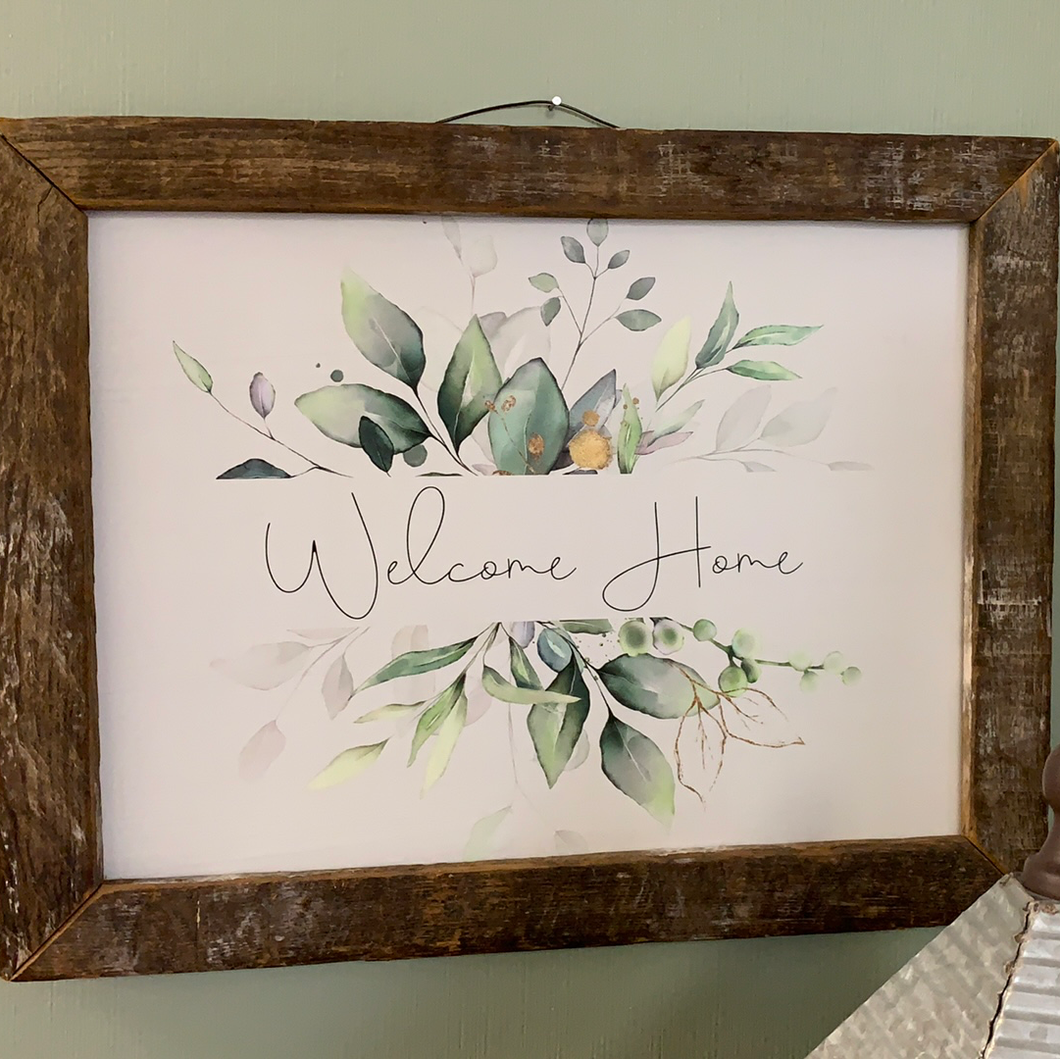 Welcome Home Lath Framed Picture