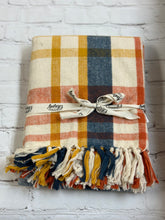 Load image into Gallery viewer, Brushed Cotton Flannel Throw - Navy, Rust, Mustard
