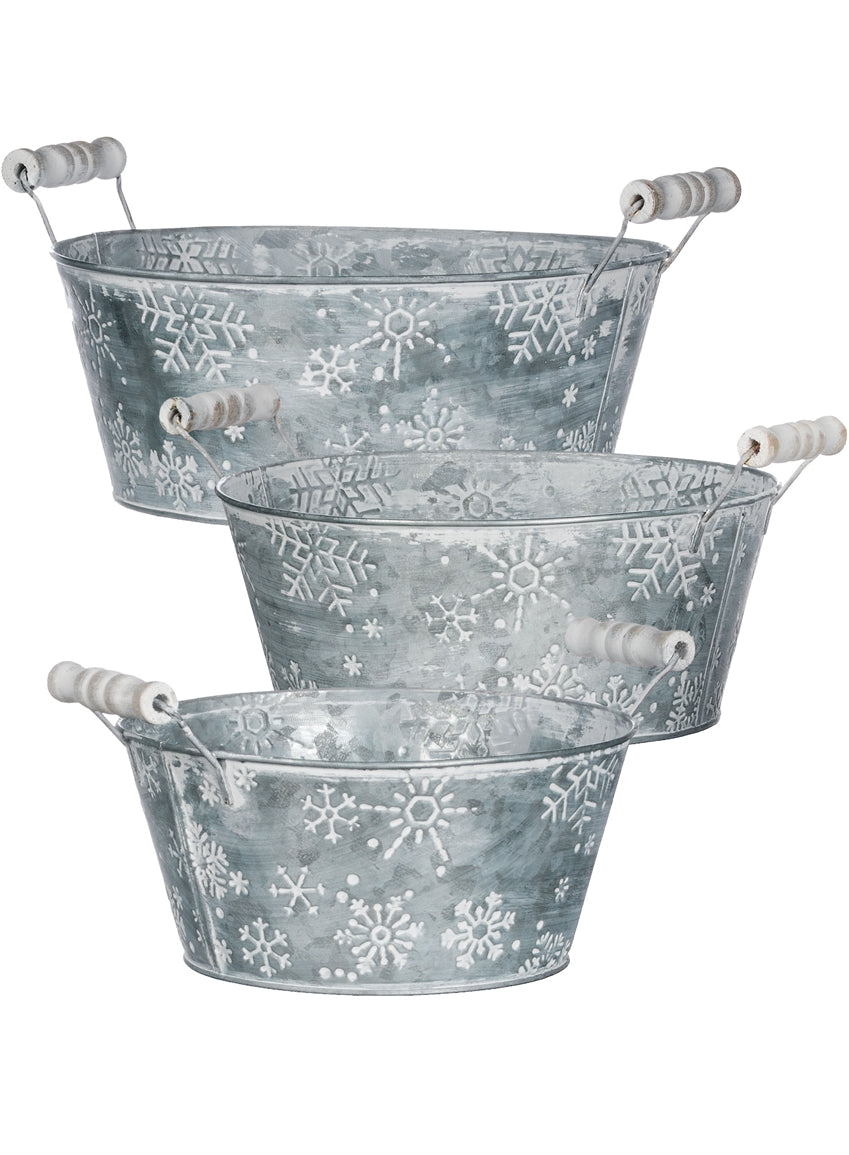 Snowflake Metal Baskets - Set of 3